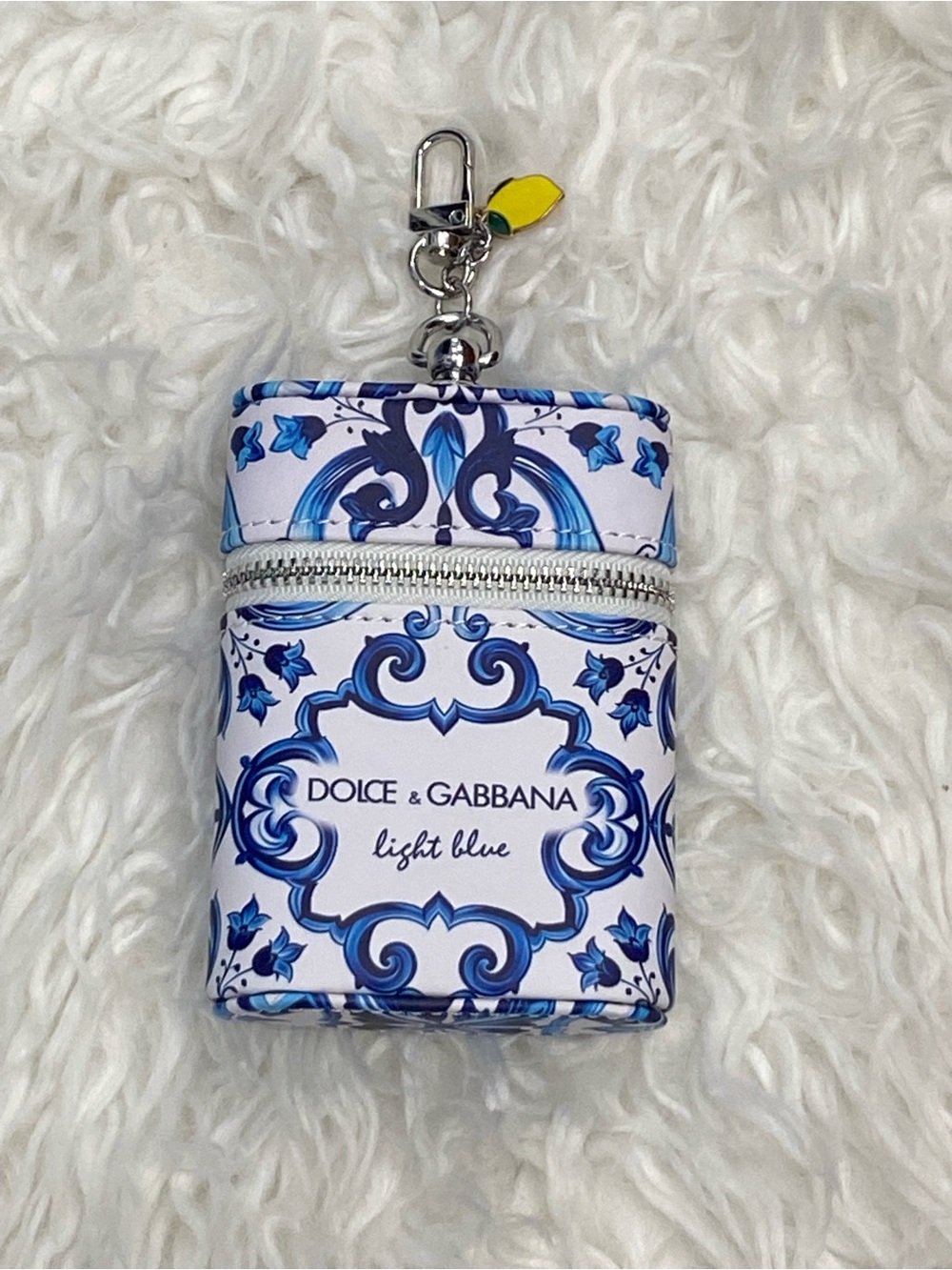 Dolce & Gabbana Light Blue White and Blue Printed Keychain Pouch